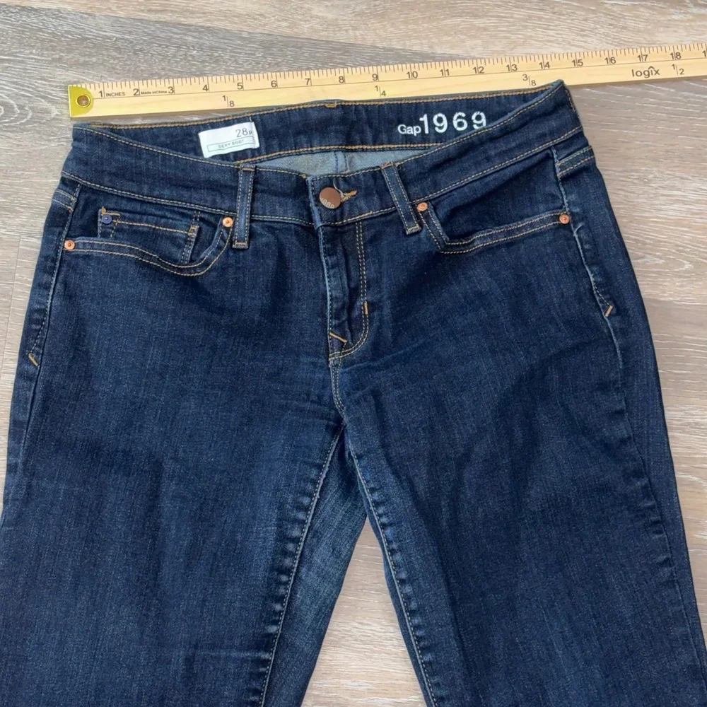 Gap 1969 Sexy Boot Jeans 28p Dark Indigo Rinse Mid Rise Bootcut Denim Womens